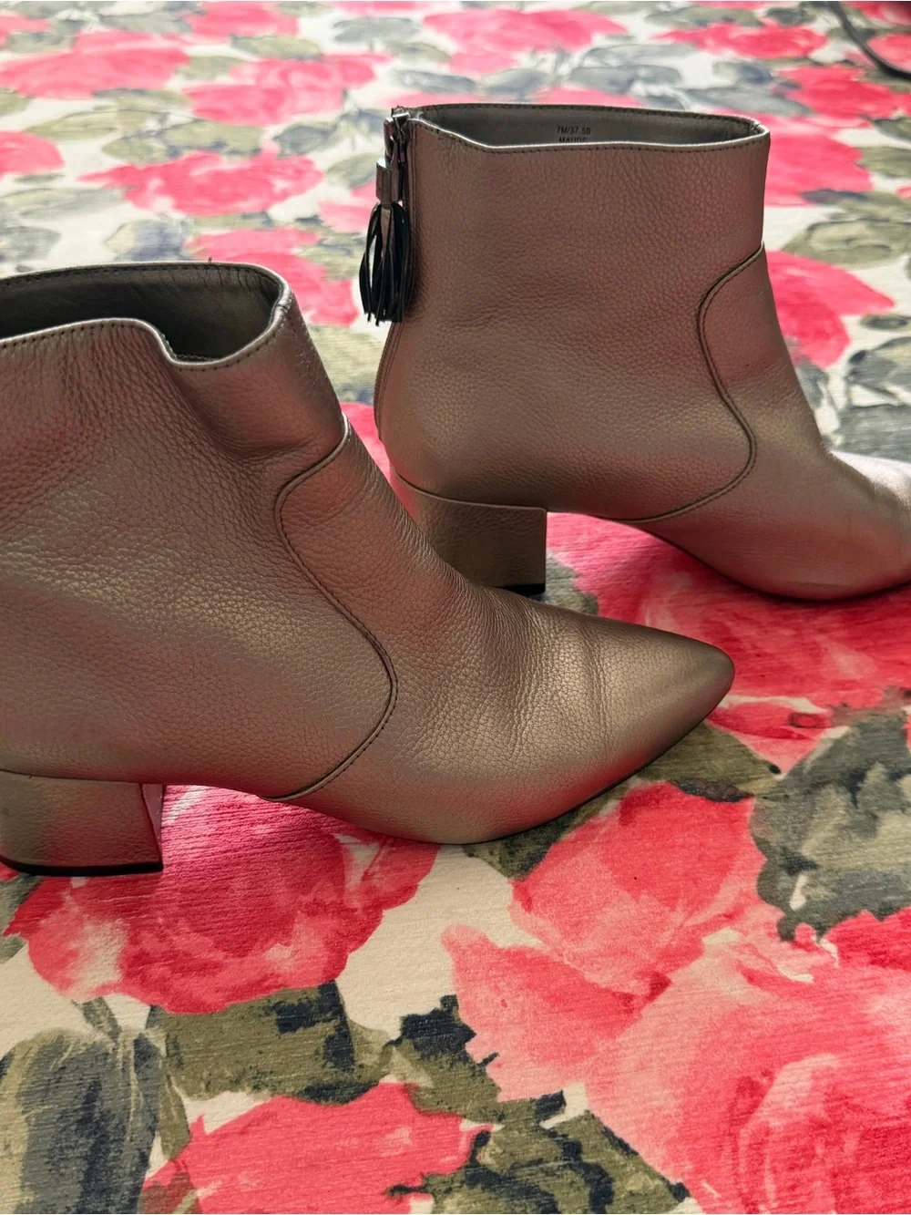 Karl Lagerfeld Metallic Brown Pointed Toe Ankle Boots